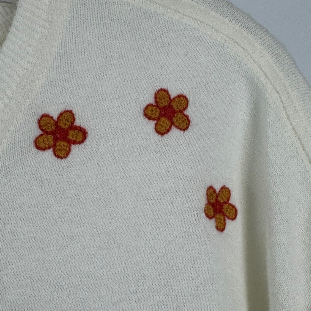 Anthropologie Cream Short Sleeve Tee with Red Cat Embroideries - Picture 9 of 14